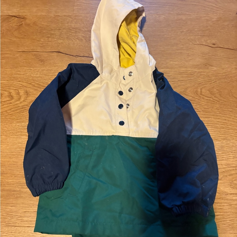 Old Navy Kids hooded Raincoat - Navy, Green, and Cream